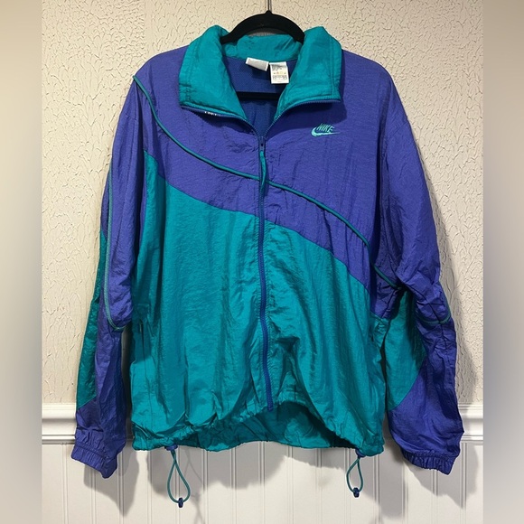 Nike Vintage 90s Purple and Teal full zip Windbreaker Jacket size large